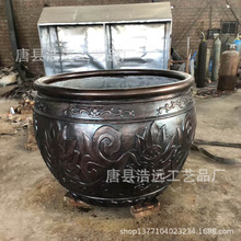 带花纹景观缸摆件荷花铜大缸铸造厂家定 制纯铜铜水缸 质优价廉