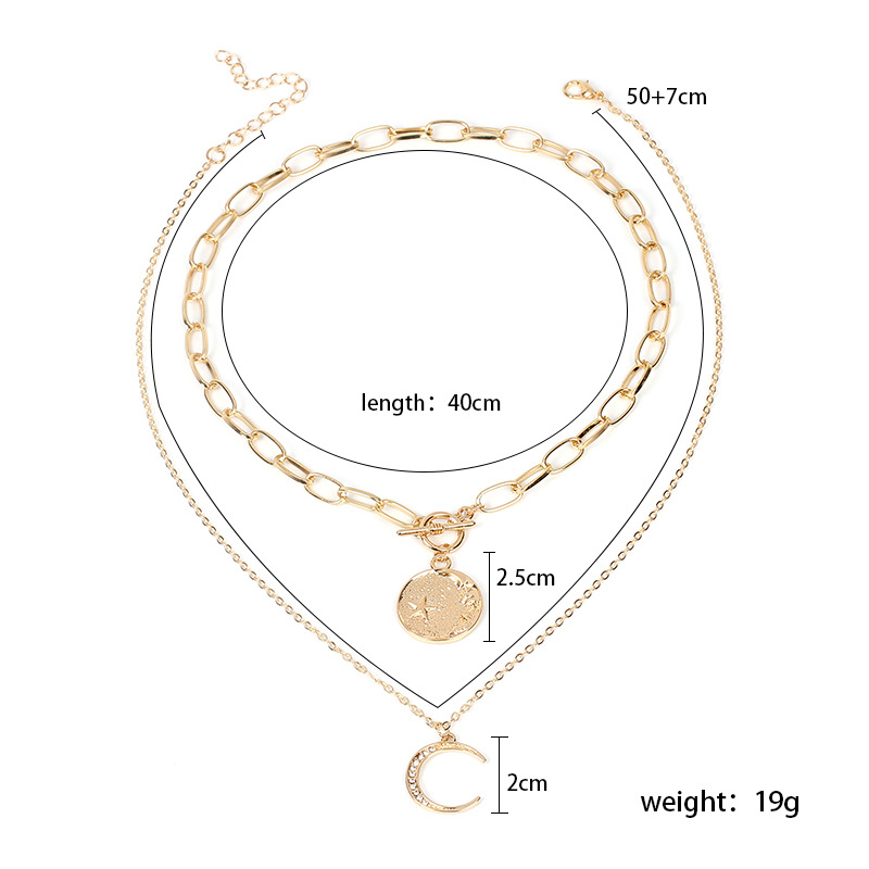 21g Weight Necklace Classification Women'S Gender Fashion Style Gold, Silver Color Fashion Alloy Moon Women's Necklace Clavicle Chain 无