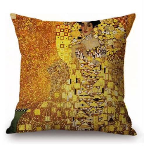 Van Gogh oil painting pillow abstract literary back sofa pillow Mucha beautiful girl sunflower pillow case