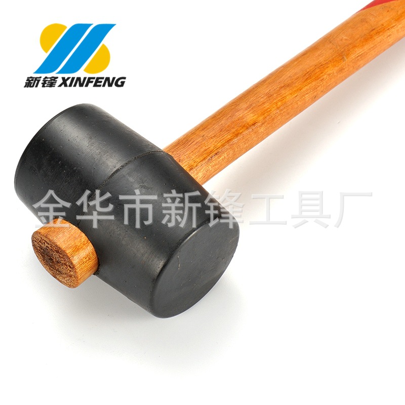 黑色橡胶安装锤 木柄 手柄超出锤头