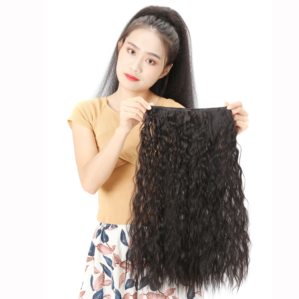 Bar And Nightclub Fashionable Women's One-piece Wig Color Hair Extensions Gradient Corn Perm Wig Hair Extensions