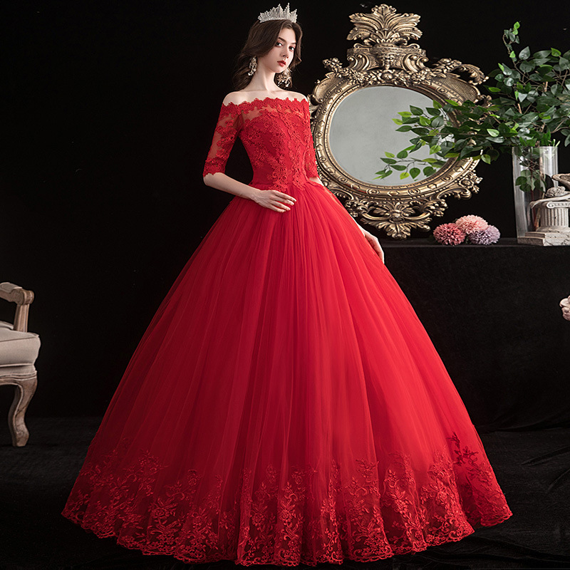 simple red wedding dresses