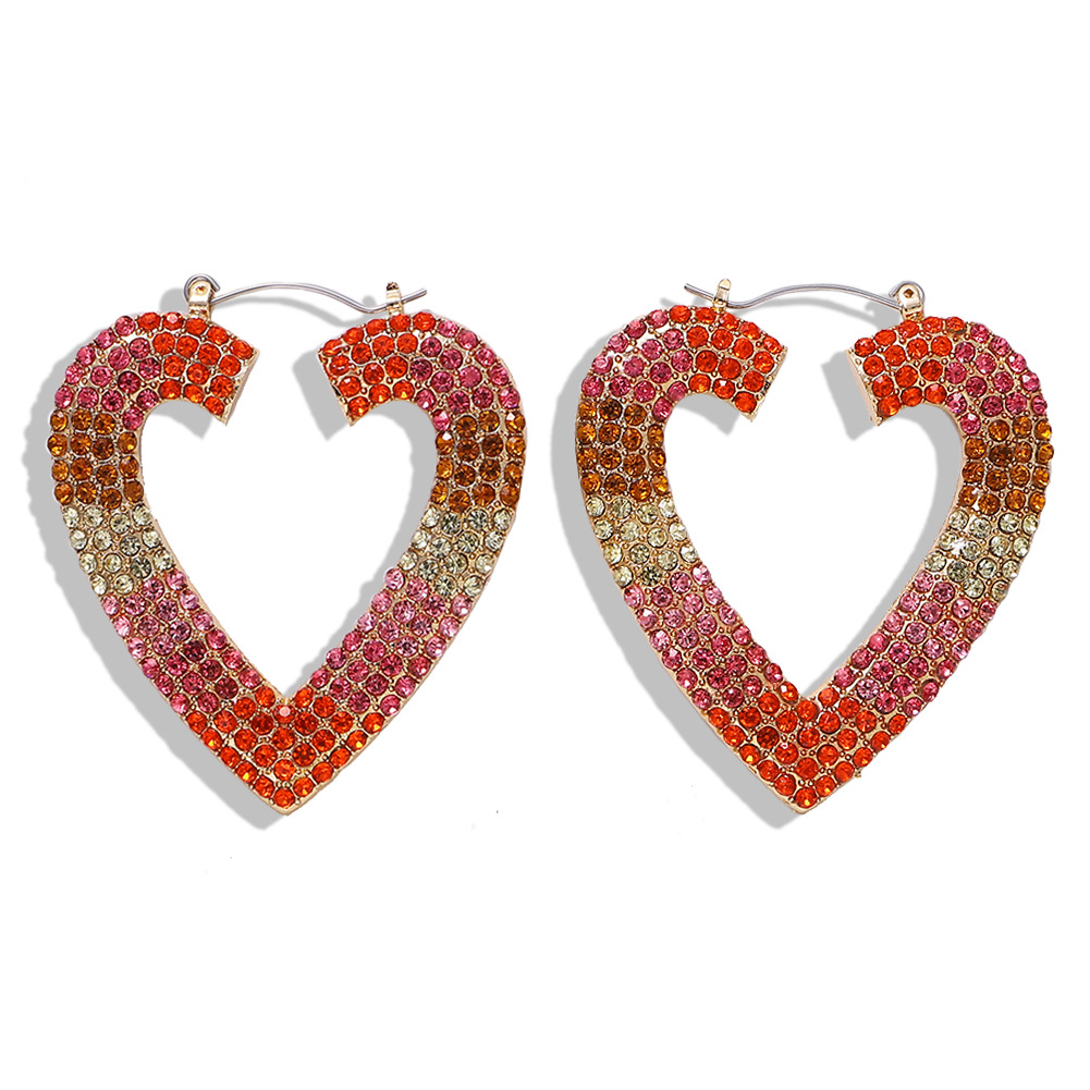 Fashion Alloy Diamond Heart Earrings display picture 10