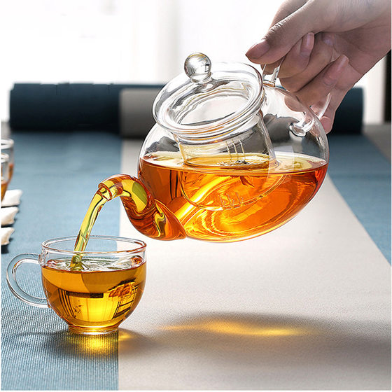 Cooking teapot filter heat-resistant glass teapot set thickening glass bubble teapot high temperature flower teapot plus hot water bottle