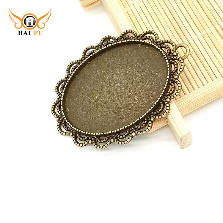 椭圆30x40mm古青9.4克宝石底托手工diy合金饰品项链配件厂家