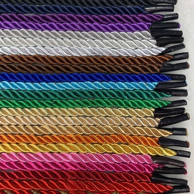 38CM涤纶三股手提绳  三股扭绳 礼盒拎袋手提绳子 带鸭嘴卡头粗绳|ms