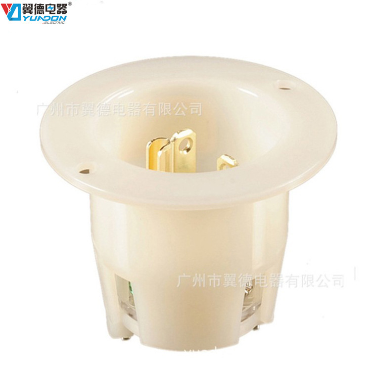 翼德美规暗装插头 20A美式三芯工业插头 NEMA5-20P美标电源插头