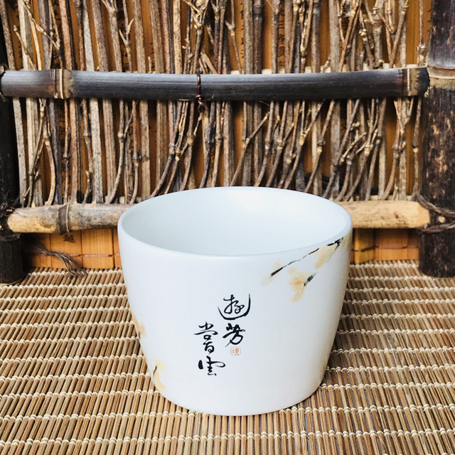 尚品精美陶瓷水杯 中国风大口径茶杯 白陶瓷水杯礼盒装 厂家直销