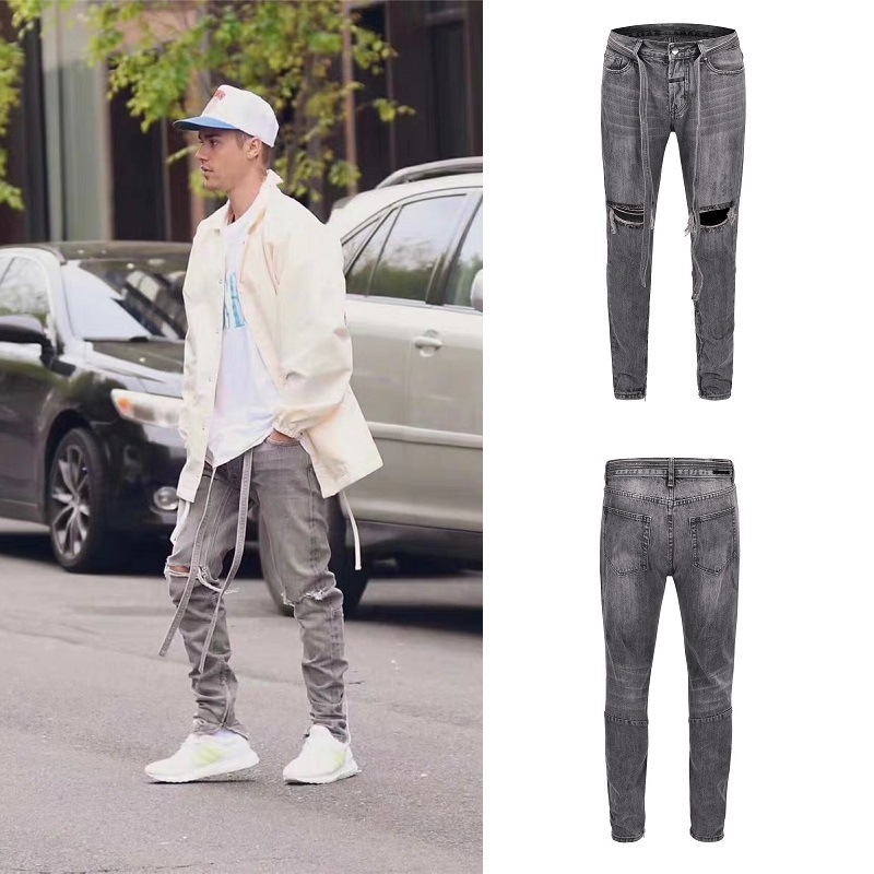 Zipper Trousers Jeans Grey 30