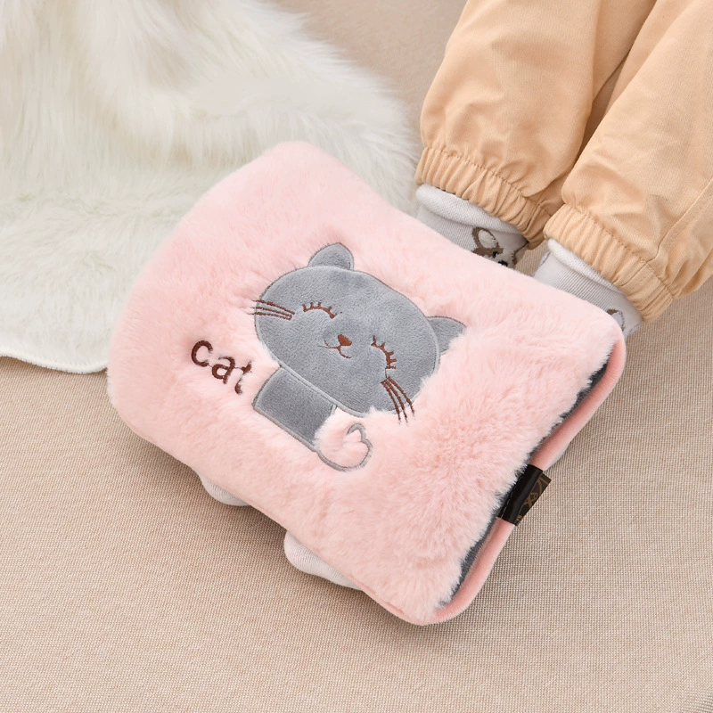 Water-injected new embroidered mischievous cat hand warmer charging hot water bag finger monkey warming baby national standard can be shipped