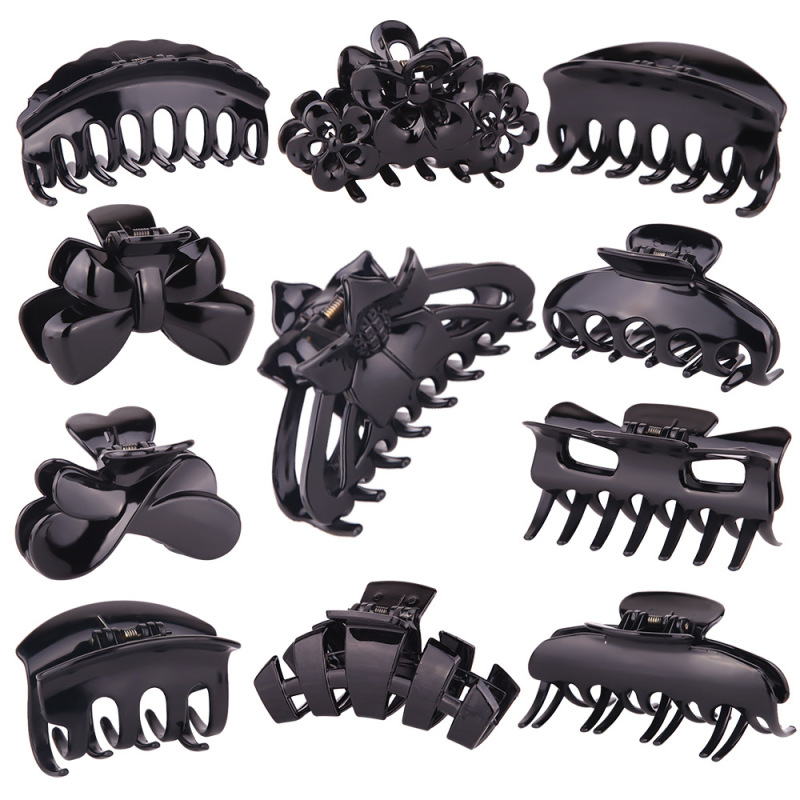 A variety of large bright black hair grip summer hair bath plastic grip night market boutique hot claws