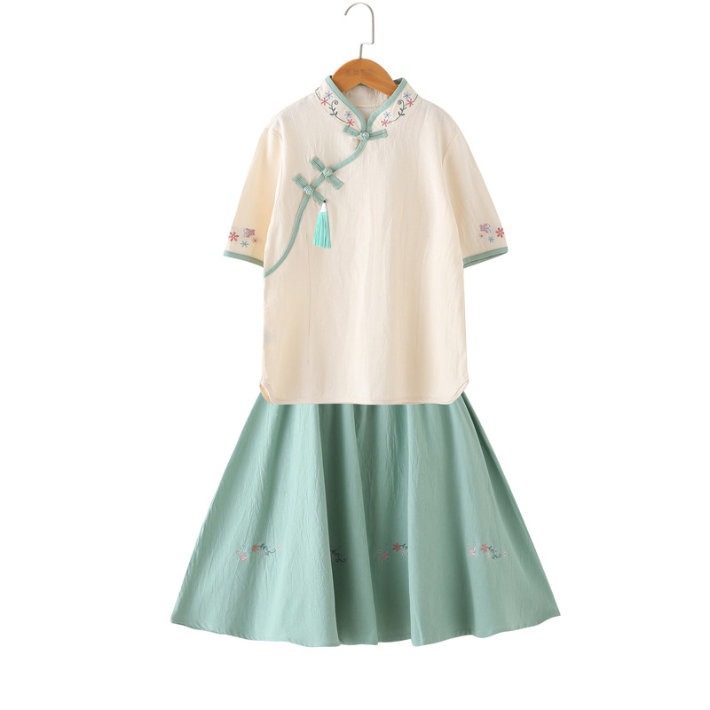 米白衣+绿裙2