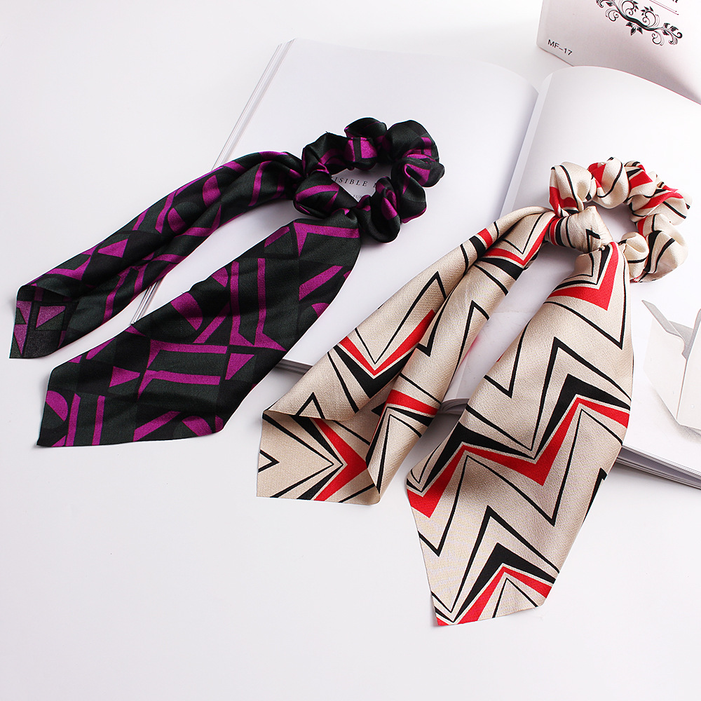 New Fashion Satin Big Bow Elastic Ribbon Cloth Cheap Hair Ring Wholesale display picture 1