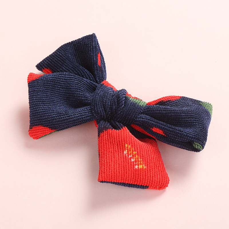 Printed Corduroy Children's Bow Hair Clip 10.5*5.5 Cm Girls Fabric Hairpin display picture 3