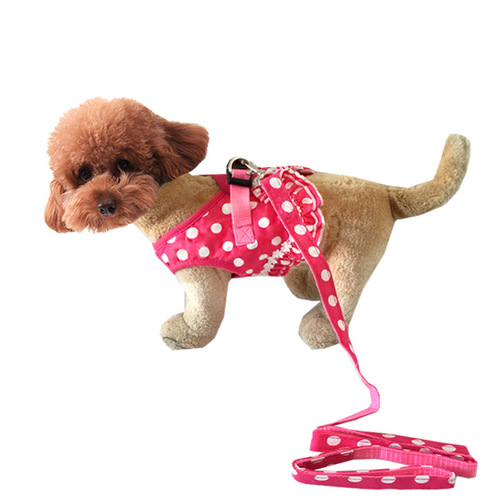 Factory direct supply of small dog polka dot vest type leash pet leash dog harness dog leash dog leash