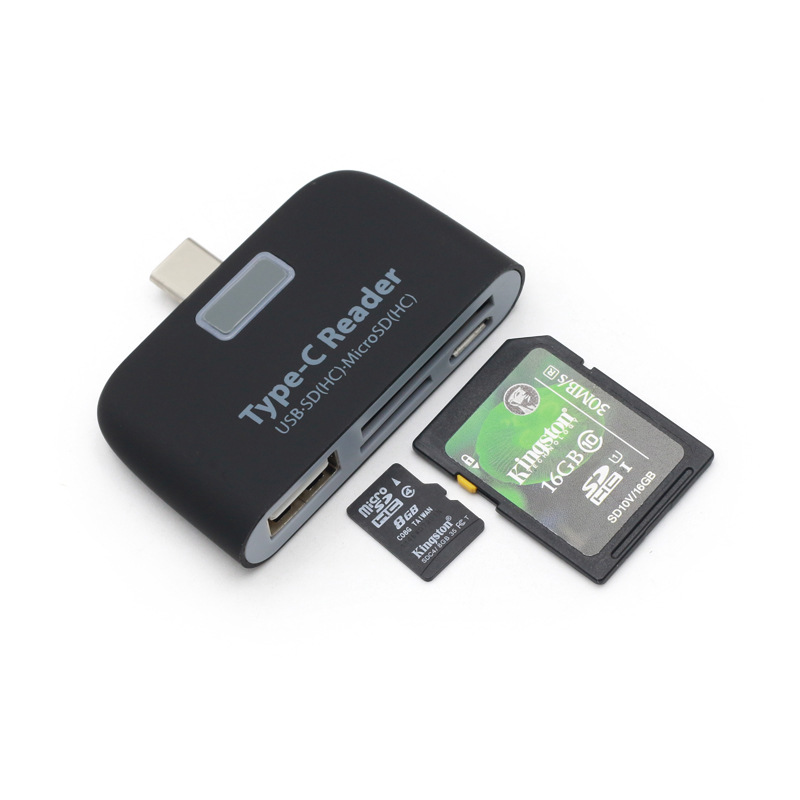 usb-c 转usb2.0 S/TF读卡器多场景hub扩展坞 type-c otg 读卡器