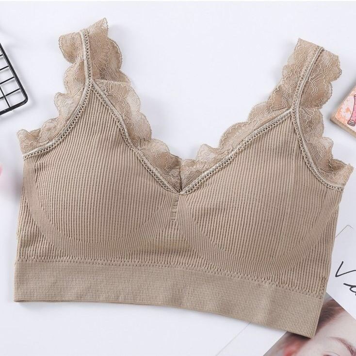 Encaje envuelto en el pecho sexy ropa interior mujeres con almohadilla en el pecho anti-exposición belleza tubo trasero superior sujetador inalámbrico camisola mujeres