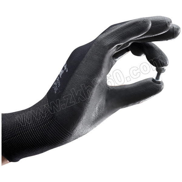 尼龙PU掌部涂层手套ANSELL/安思尔48-10110码 黑色