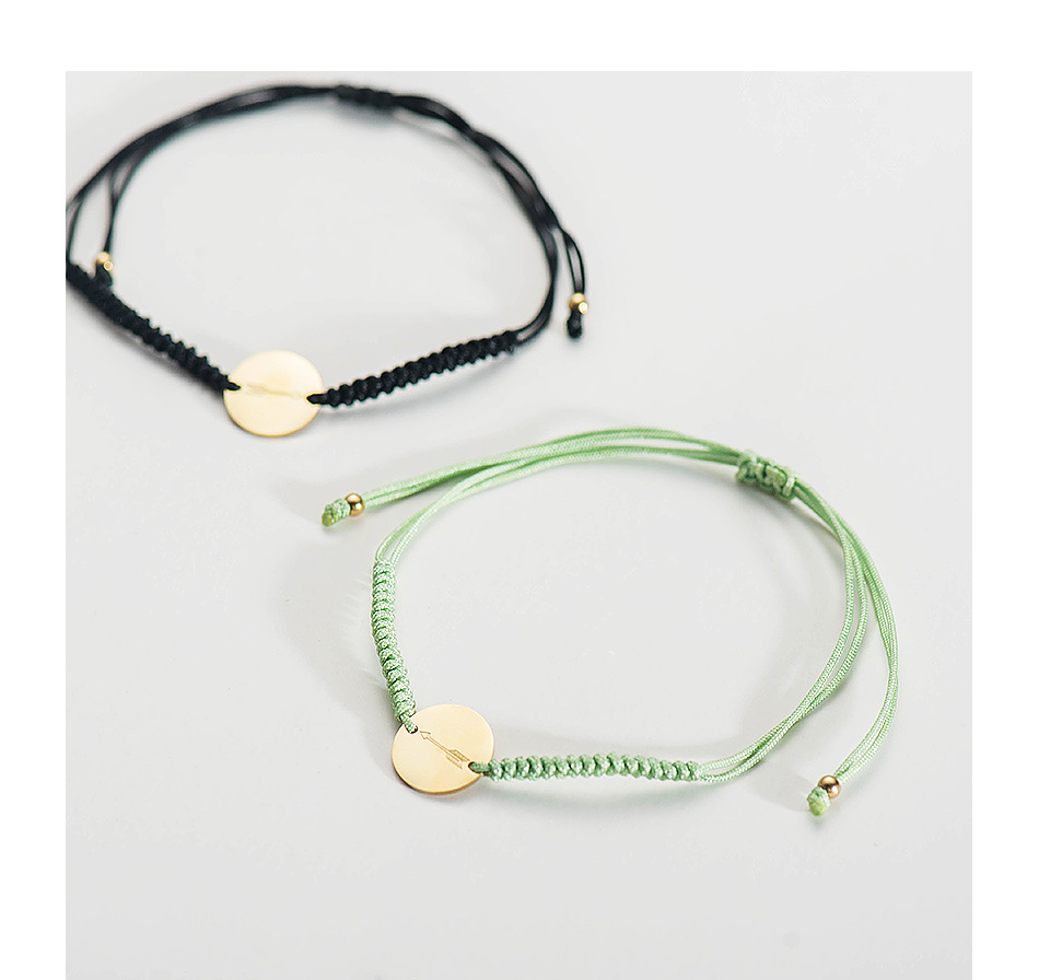 Simple Woven Stainless Steel Pullable Gold Disc Arrow Rope Bracelet