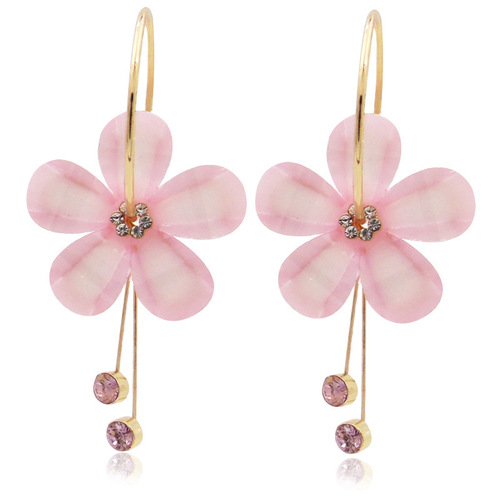 Korean version of 6 petals acrylic zircon tassels several earrings circle transparent earrings sunflower earrings 4 colors