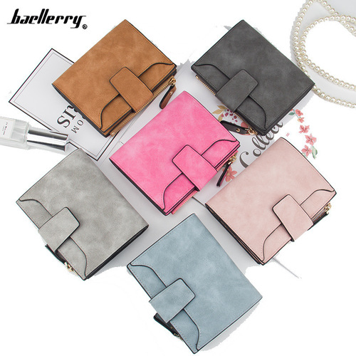 baellerry wallet women's short Korean style buckle multi-card slot wallet fashion zipper tri-fold ticket holder wholesale