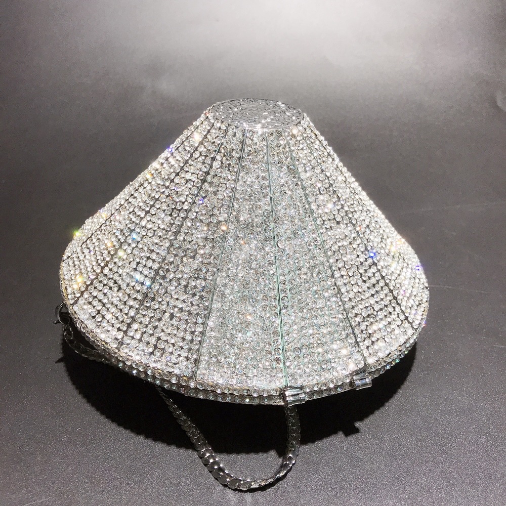 Gold Silver Alloy Rhinestone Metal Diamonds Diamond Shape Evening Bags display picture 11