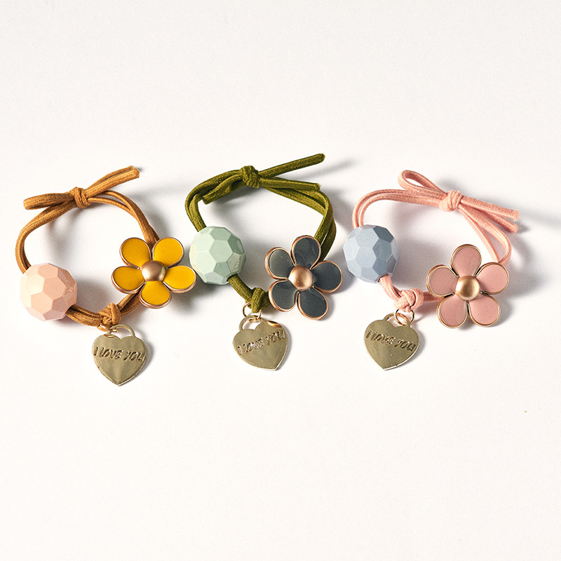 the republic of korea Spring and summer new pattern Like a breath of fresh air Flower Hairpin alloy temperament Tousheng high-grade Tie Versatile rubber string