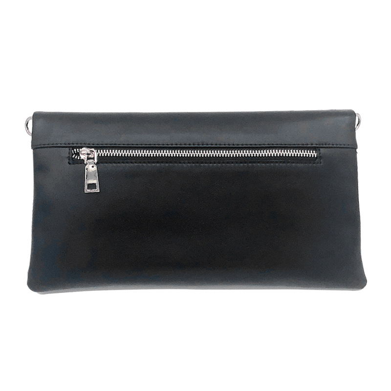 Korean Style Genuine Leather Clutch Bag Cowhide Women's Envelope Bag Commuter OL Simple Solid Color Folding Shoulder Bag Evening Clutch - Thumbnail 3