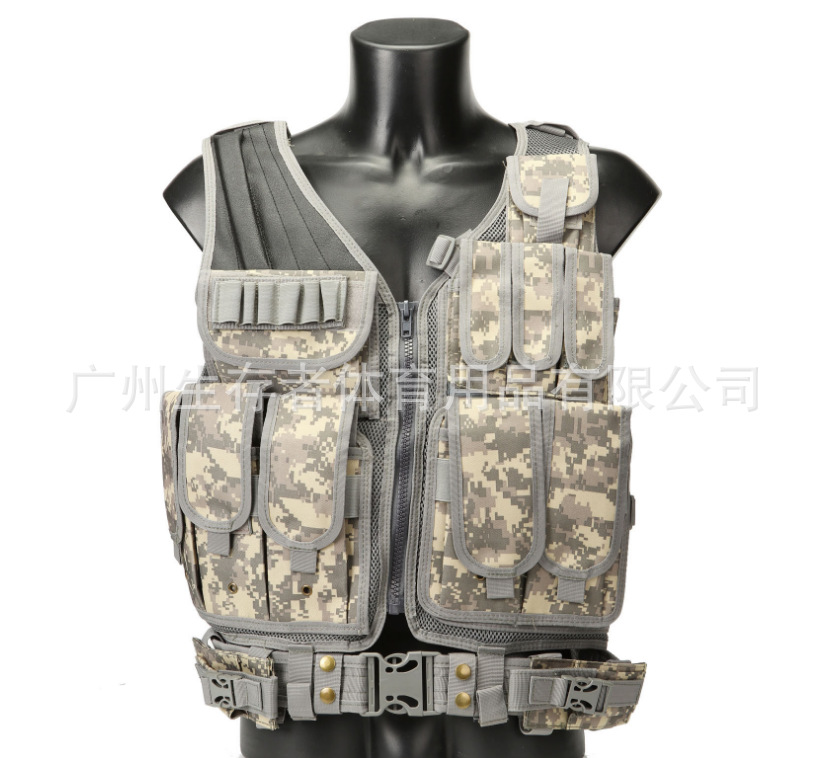 Chaleco táctico multifuncional y duradero, ventilado, malla camuflada, chaleco táctico anfibio, chaleco táctico de exploración de campo, chaleco táctico CS