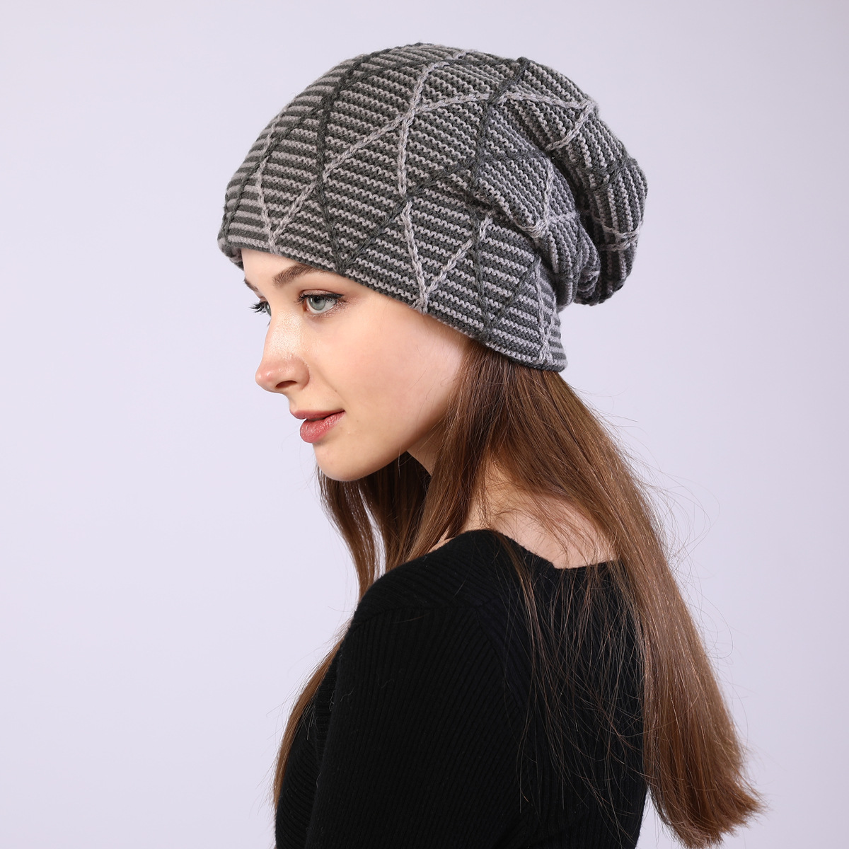 Knitted Beanie Hat For Autumn And Winter Warm Ear Protection_voghion.com