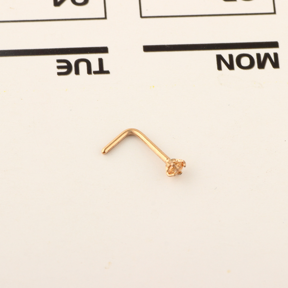 European American Style Zircon Triple Nose Nail Stainless Steel Nose Stud Body Piercing Jewelry 5pcs Set detail image 10