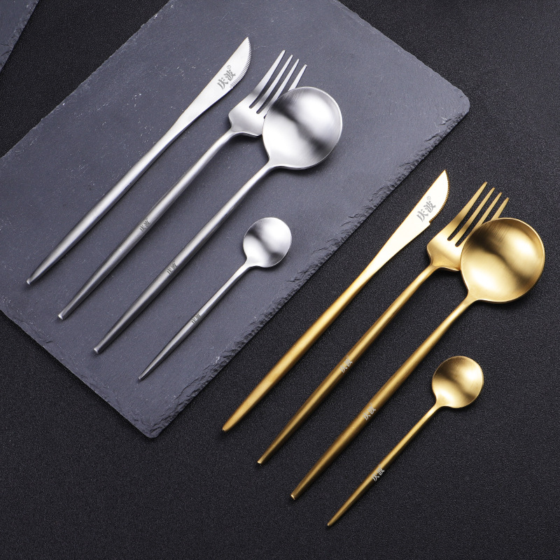 批發304不鏽鋼葡萄牙餐具牛排刀叉勺套裝北歐餐廳創意簡約三件套