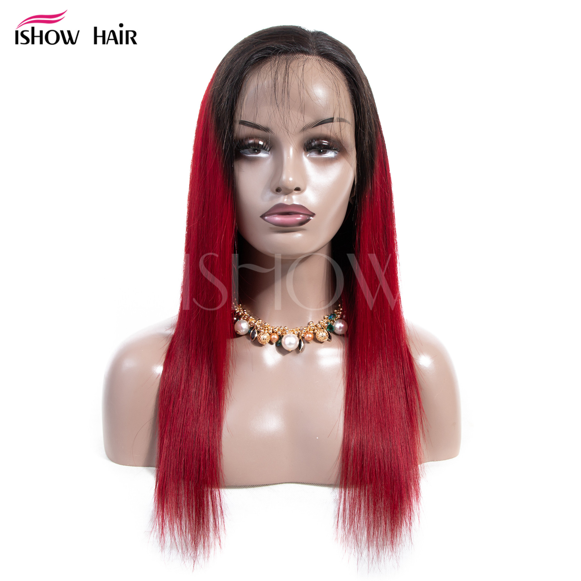 Real hair wig red headgear 1B/Bug straig...