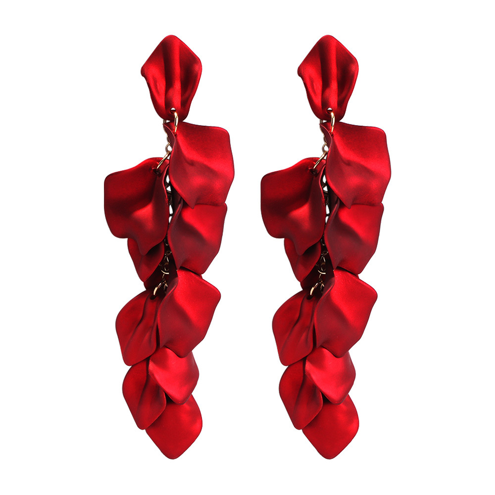 Fashion sexy red resin petals earrings NHMD129079picture7