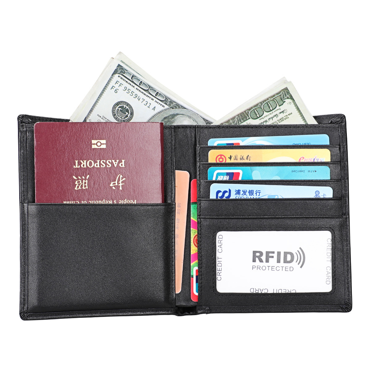 Venta Al Por Mayor De Fábrica  Rfid Hombres Y Mujeres Cuero Genuino Pasaporte Titular Multifuncional Pasaporte Bolsa Id Tarjeta Titular Venta Al Por Mayor display picture 25