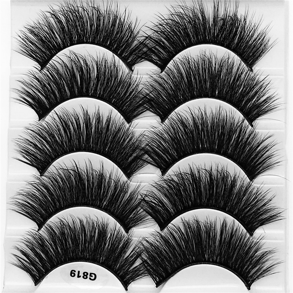 Fashion 5 Pairs Artificial Mink Hair Natural Thick False Eyelashes Wholesale display picture 3