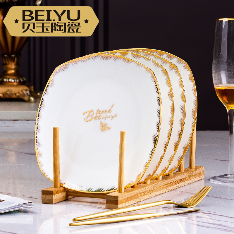 Beiyu bee Jingdezhen bone china plate dish household steak plate Western plate creative tableware wholesale customization