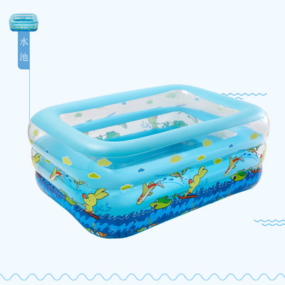 厂家直销儿童充气婴幼儿家用卡通游泳池PVC游戏戏水池140充气水池|ms