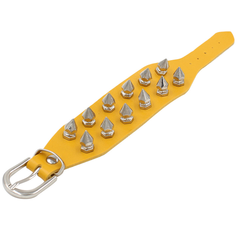 Solid Color Pattern Punk Solid Color Pu Leather Alloy  Unisex Wristband
