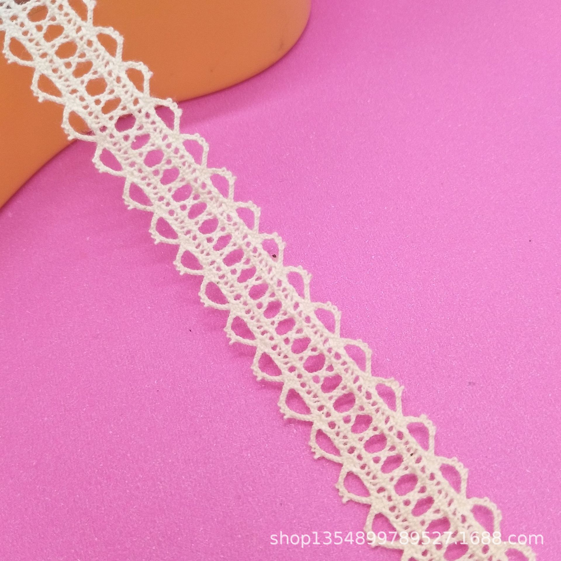 全棉蕾丝花边 现货批发1.6cm细棉线可穿丝带 全棉花边 工艺品辅料