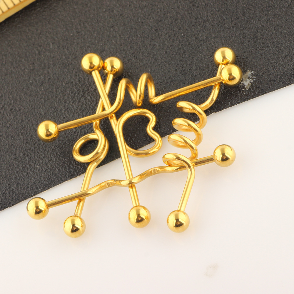5-Piece Industrial Earring Set Long Rod Piercing Earrings Stainless Steel Ear Cartilage Jewelry Set detail image 33
