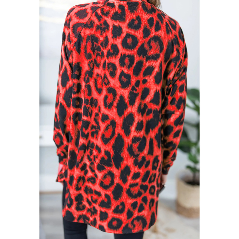 Spot autumn new hot style leopard print mid-length top NSLAI56832