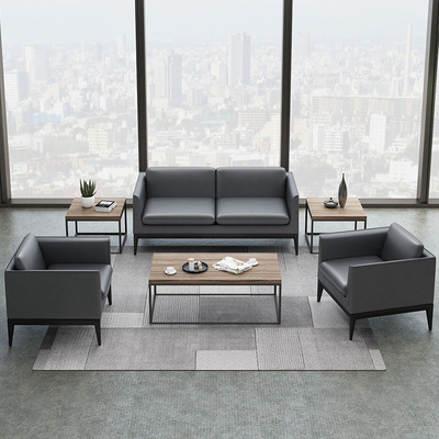办公沙发简约现代会客接待商务沙发三人位办公室沙发茶几组合|ru