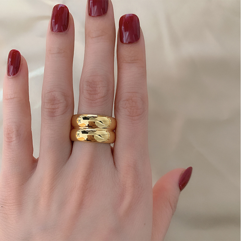 1 Piece Quantity Holiday, Shopping Occasion Elegant Retro Lady Geometric Titanium Steel Plating 18k Gold Plated Rings