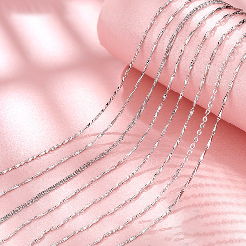 s999 pure silver necklace women's silver chain sterling silver without pendant plated ingot melon seed clavicle chain silver pure chain