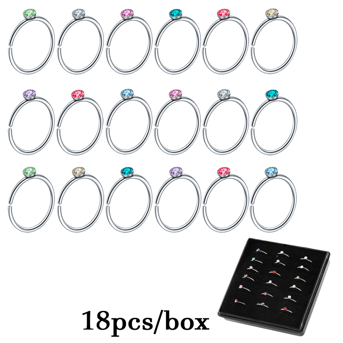 Fashion C Shape Stainless Steel Plating Zircon Nose Studs display picture 6