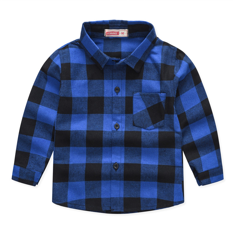 Spring And Autumn New Children's Clothing Wholesale European And American Boys' Plaid Shirt Brushed Children Children's Shirt display picture 2