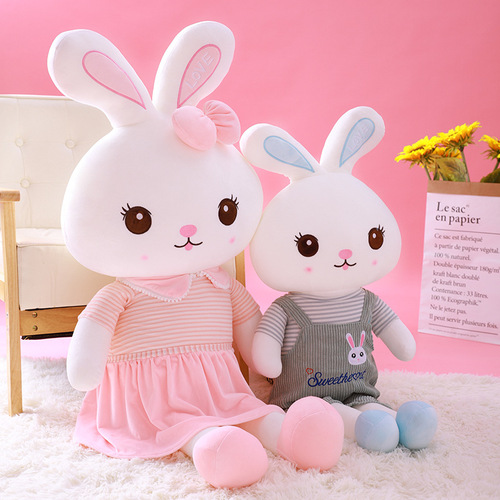 Rabbit Plush Toy Creative Rabbit Doll White Rabbit Doll Rag Doll Pillow for Girls Wholesale for Valentine's Day
