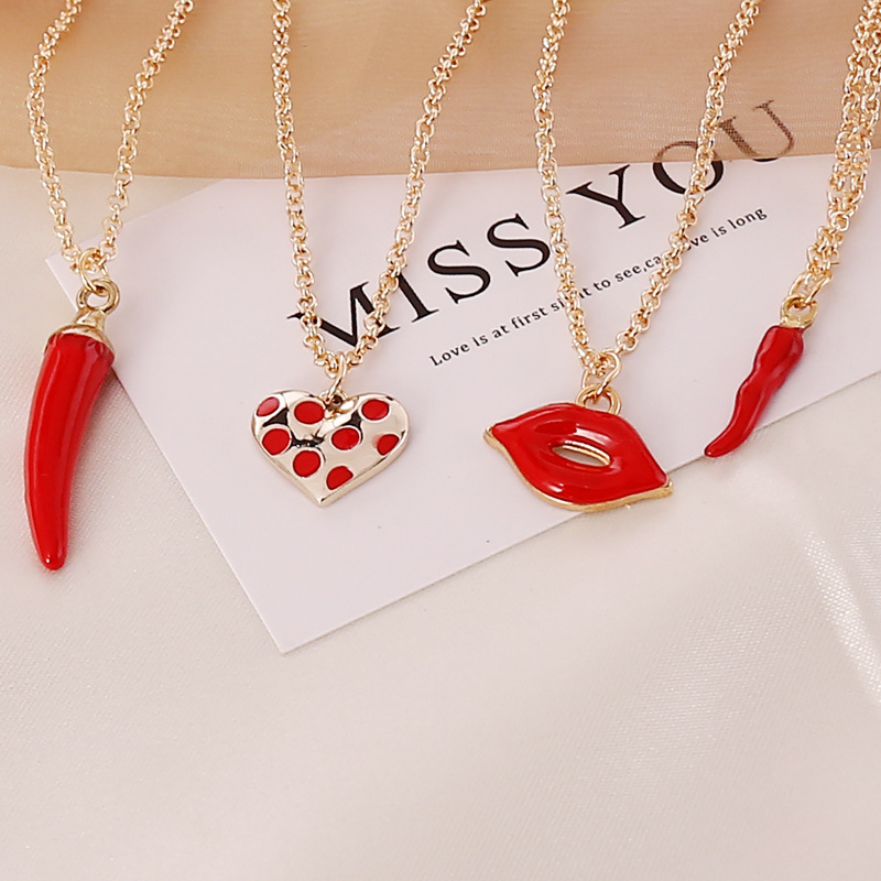 8g Weight Vacuum Plating Gold Plating Process Fashion Heart 304 Stainless Steel Alloy Stoving Varnish 18K Gold Plated Women'S Necklace