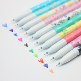 Канцтовары, акварель, мелки, черная ручка-роллер, ручка на водной основе, комплект, Южная Корея, цветочный принт, делается под заказ, 10 цветов